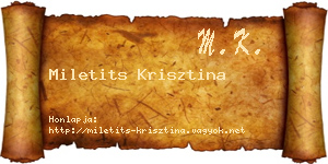 Miletits Krisztina névjegykártya